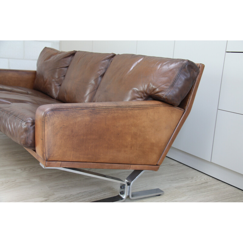 3-seater sofa in brown leather by Georg Thams for Polster Mobelfabrik - 1960s