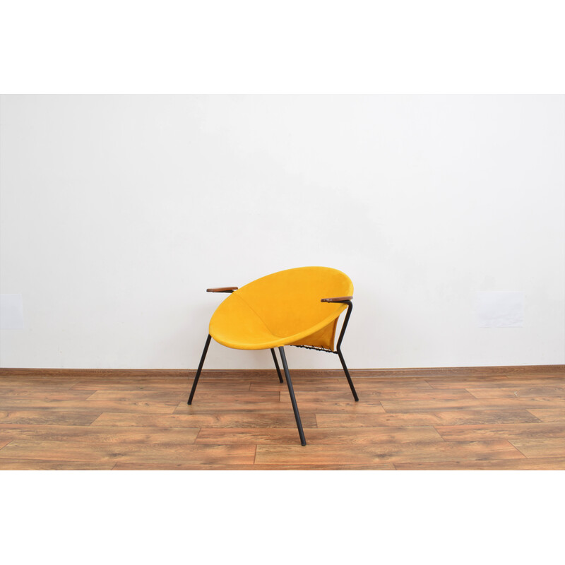 Vintage mustard leather armchair by Hans Olsen for Lea Design, 1960