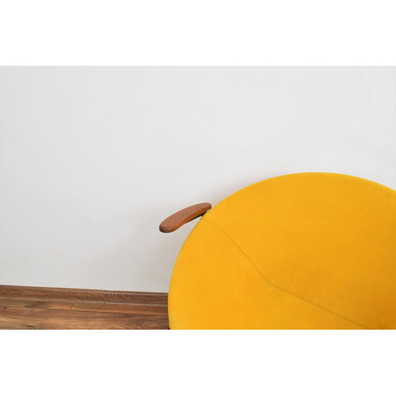Vintage mustard leather armchair by Hans Olsen for Lea Design, 1960