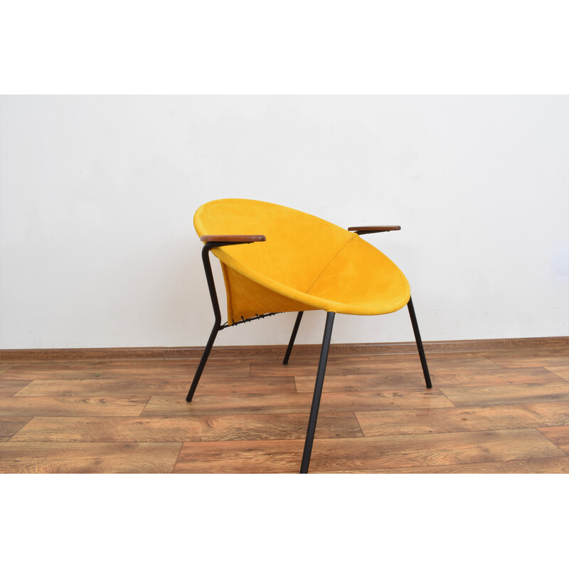 Vintage mustard leather armchair by Hans Olsen for Lea Design, 1960