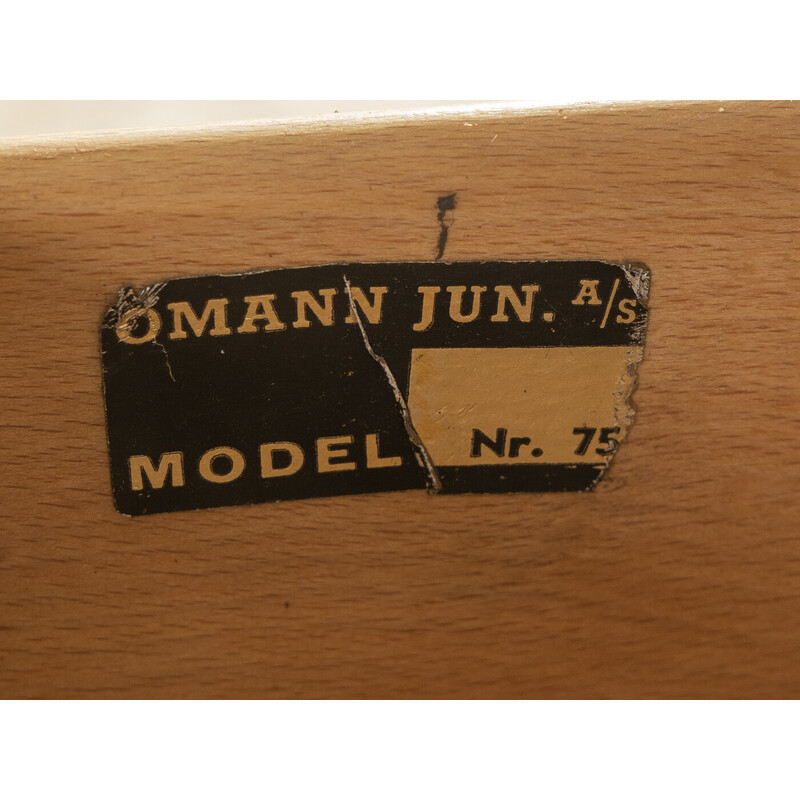 Vintage teak veneer modelo Nr.75 por Omann Jun, Dinamarca 1960