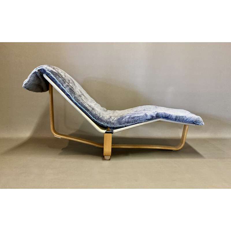 Vintage beechwood and velvet rocking chair by Ingmar and Knut, 1960