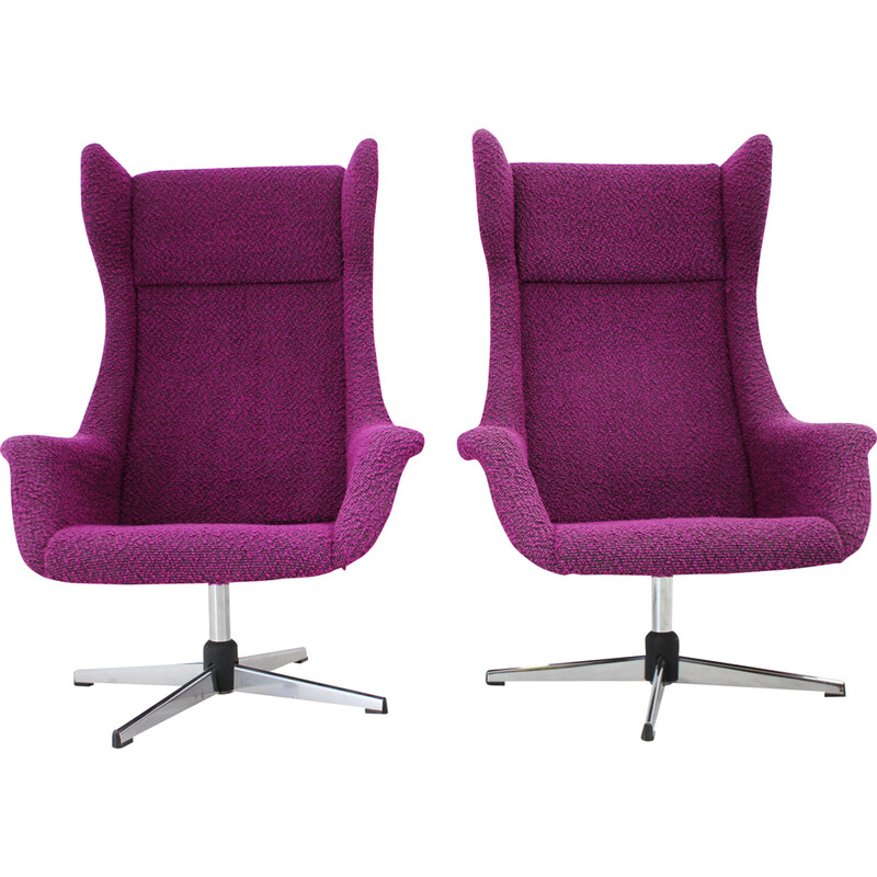 Pair of vintage armchairs "Swivel Wingback" by Miroslav Navratil, 1960