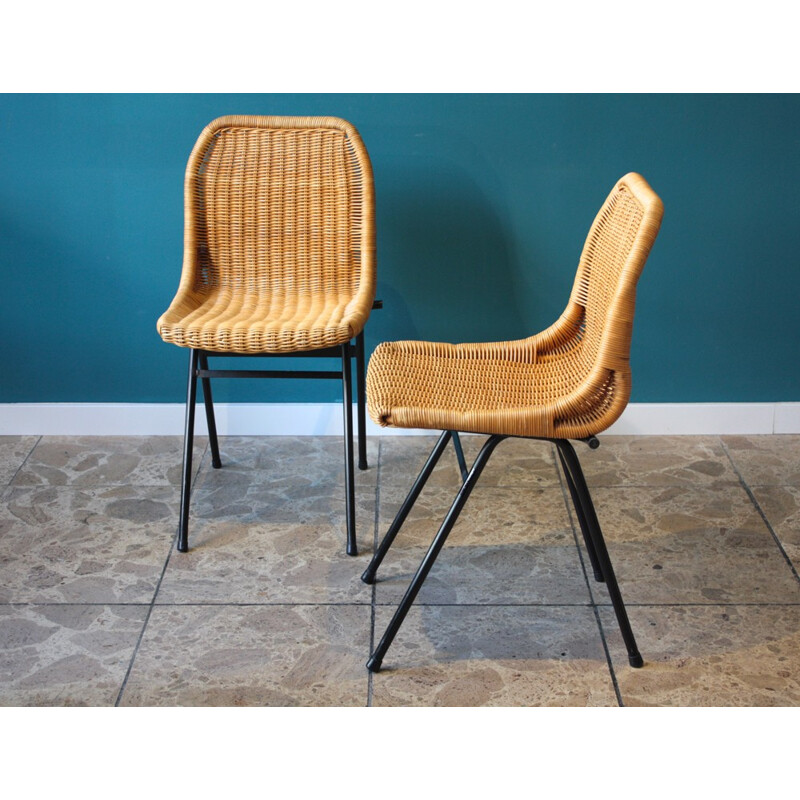 Pair of rattan chairs by Dirk van Sliedregt for Rohé Noorwolde - 1960s