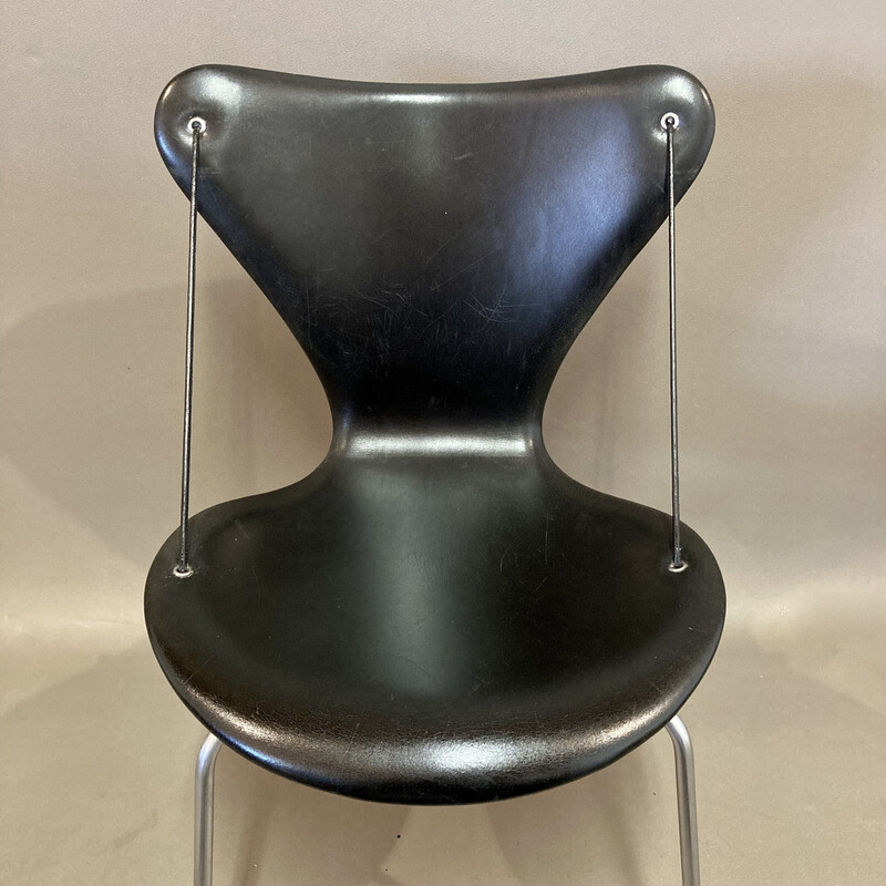 Ensemble de 4 chaises vintage en cuir et en métal par Arne Jacobsen pour Fritz Hansen, 1960