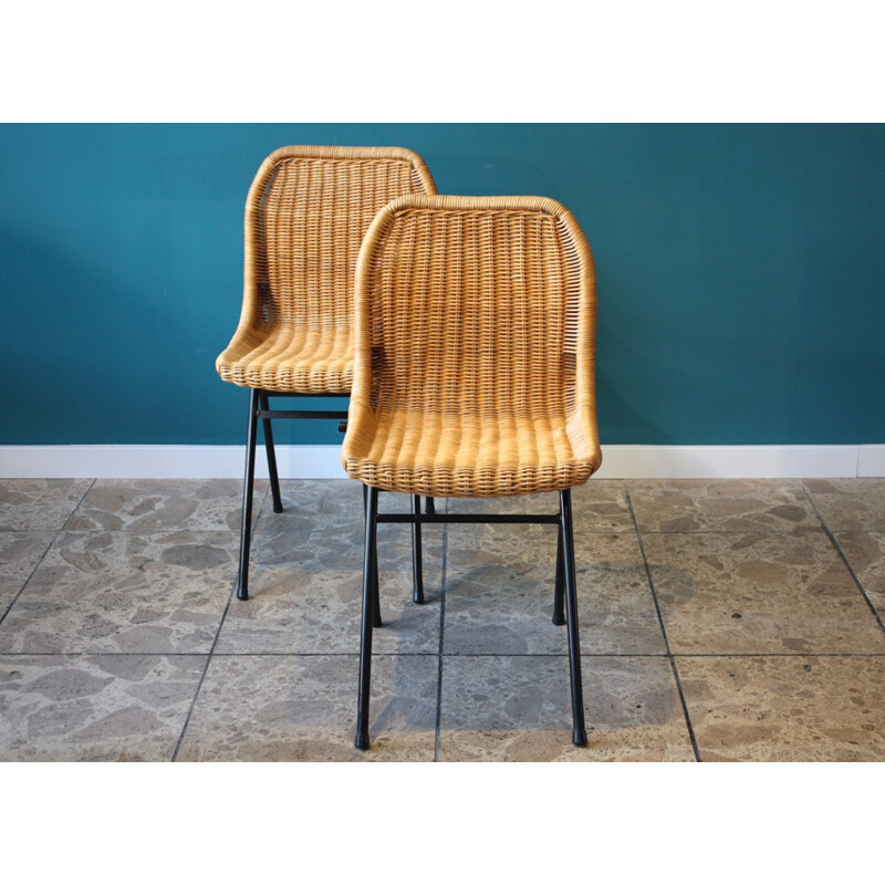 Paire de chaises en rotin par Dirk van Sliedregt pour Rohé Noorwolde - 1960