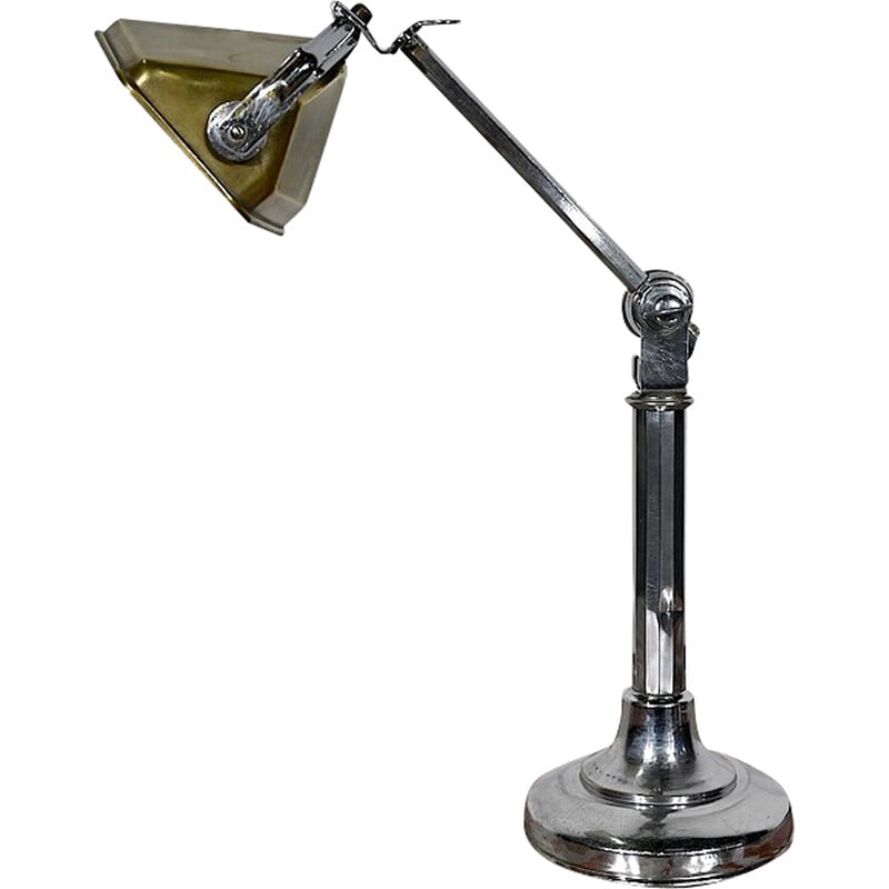 Lampe de bureau vintage doré et marbre noir sur CDC Design