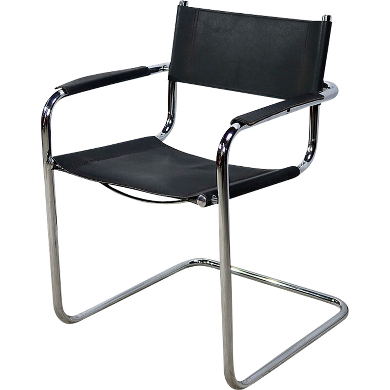 fauteuil vintage en métal - cuir