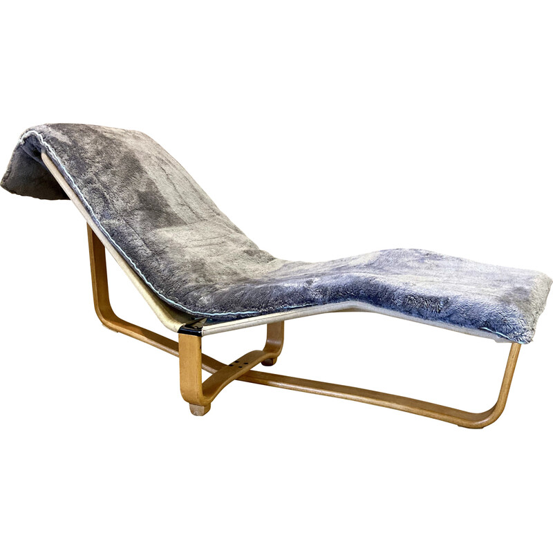 Vintage beechwood and velvet rocking chair by Ingmar and Knut, 1960