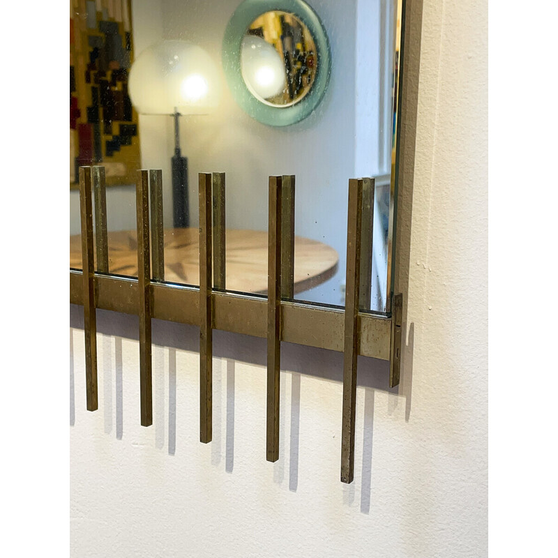 Large Mid-Century Wall Mirror with Coat Rack & Umbrella Stand by