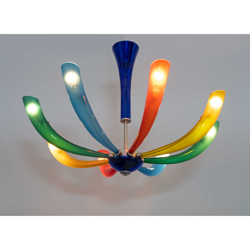 Vintage Murano glass Italian "Fireworks" chandelier by Barovier and Toso, 1990s