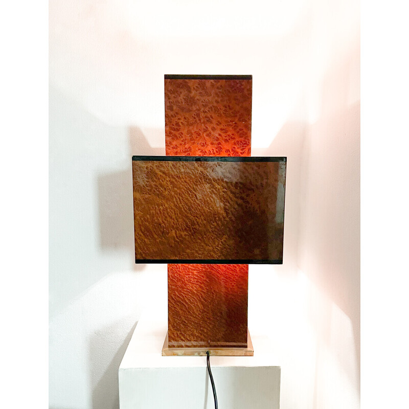 Vintage wooden table lamp, 1970