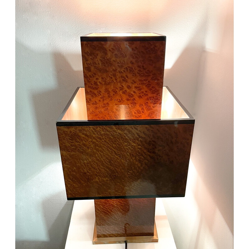 Lampada da tavolo in legno vintage, 1970