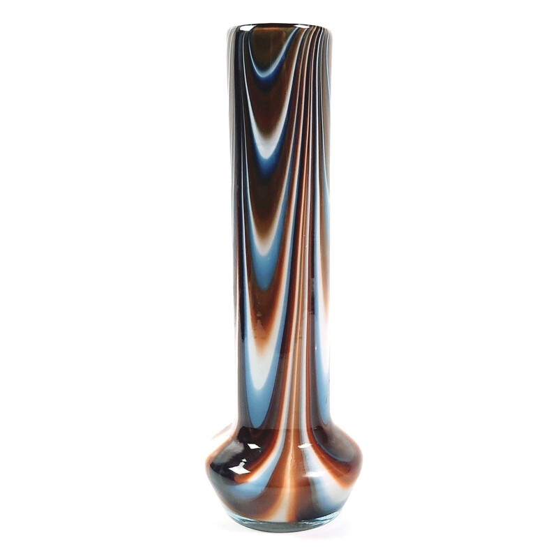 Pair of vintage marbled Murano glass vases by Carlo Moretti, Italy 1970