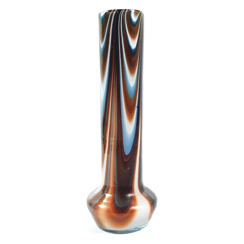 Pair of vintage marbled Murano glass vases by Carlo Moretti, Italy 1970