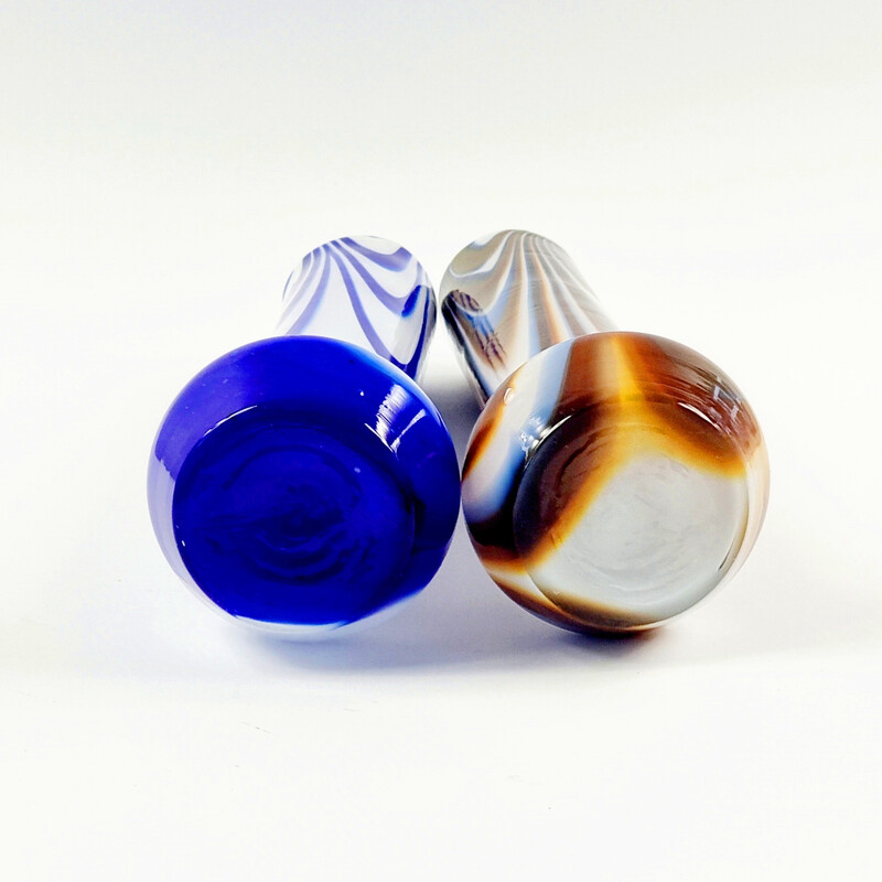 Paar Vasen aus marmoriertem Muranoglas von Carlo Moretti, Italien 1970