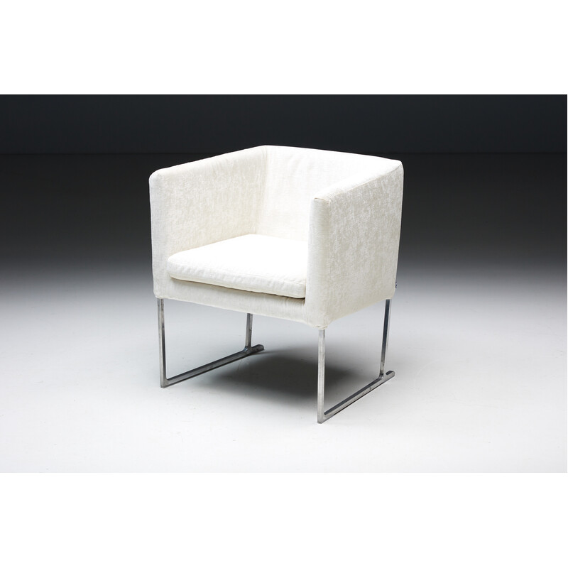 Vintage ivory white velvet armchair by Antonio Citterio for Maxalto, 2002