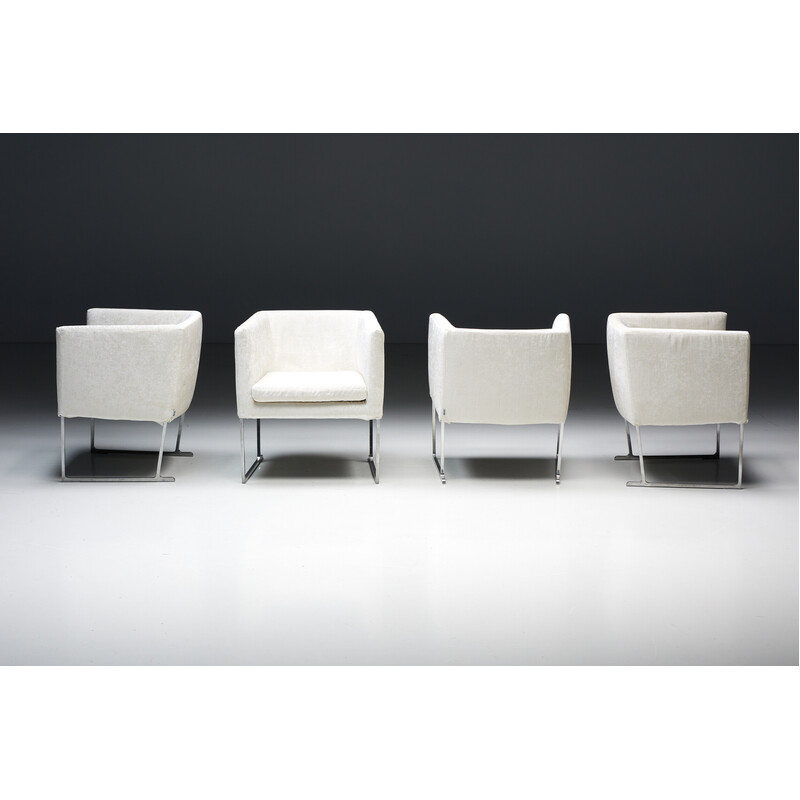 Vintage ivory white velvet armchair by Antonio Citterio for Maxalto, 2002