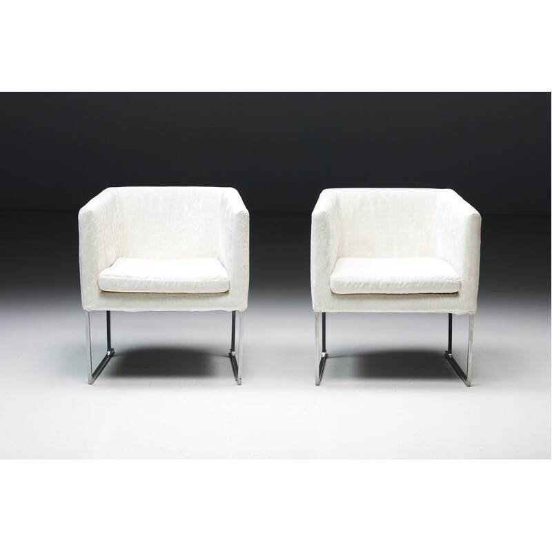 Fauteuil vintage en velours blanc ivoire d'Antonio Citterio pour Maxalto, 2002