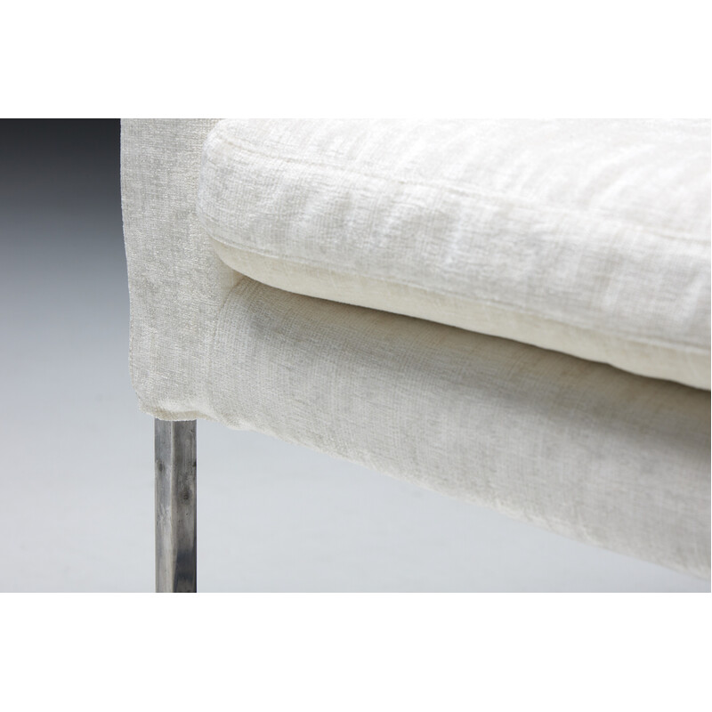 Vintage ivory white velvet armchair by Antonio Citterio for Maxalto, 2002