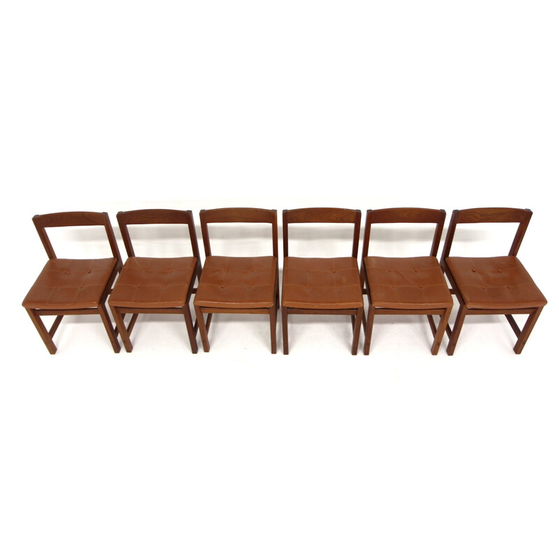 Set di 6 sedie vintage in teak "Corona" di Lennart Bender per Ulförts Tibro, Svezia 1960