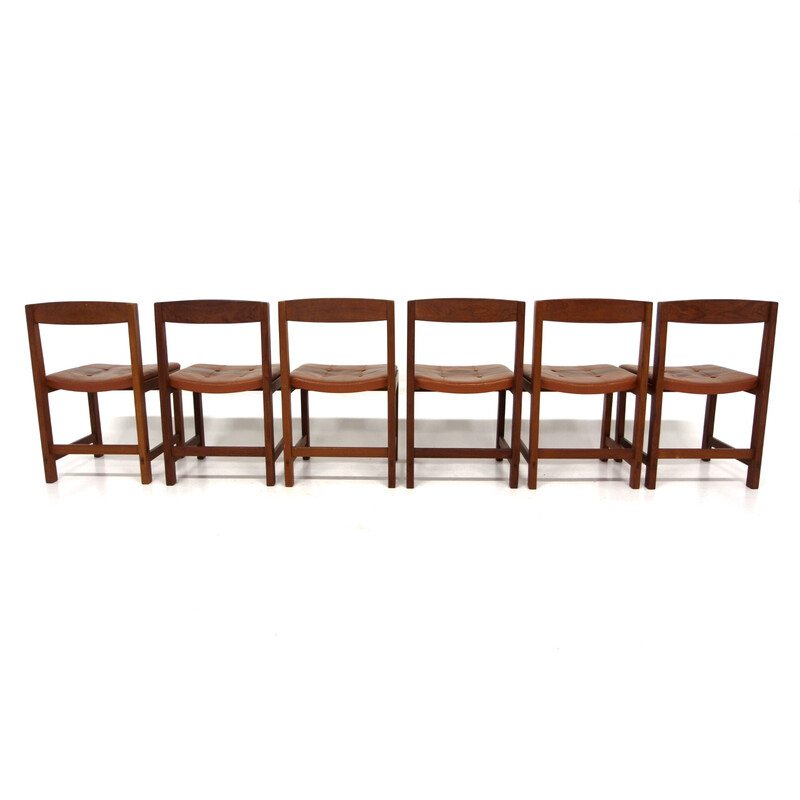 Set of 6 vintage teak chairs "Corona" by Lennart Bender for Ulförts Tibro, Sweden 1960