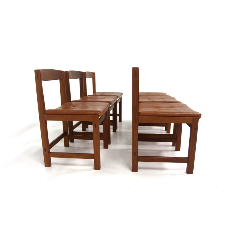 Set of 6 vintage teak chairs "Corona" by Lennart Bender for Ulförts Tibro, Sweden 1960