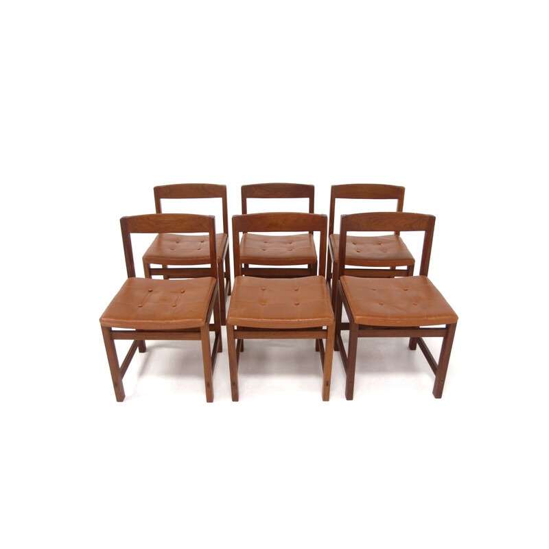 Set of 6 vintage teak chairs "Corona" by Lennart Bender for Ulförts Tibro, Sweden 1960