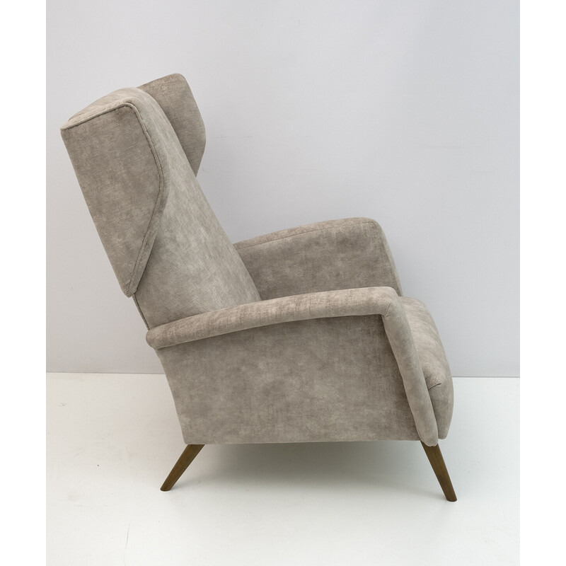 Vintage velvet armchair "Alata" by Gio Ponti for Cassina, Italy 1950