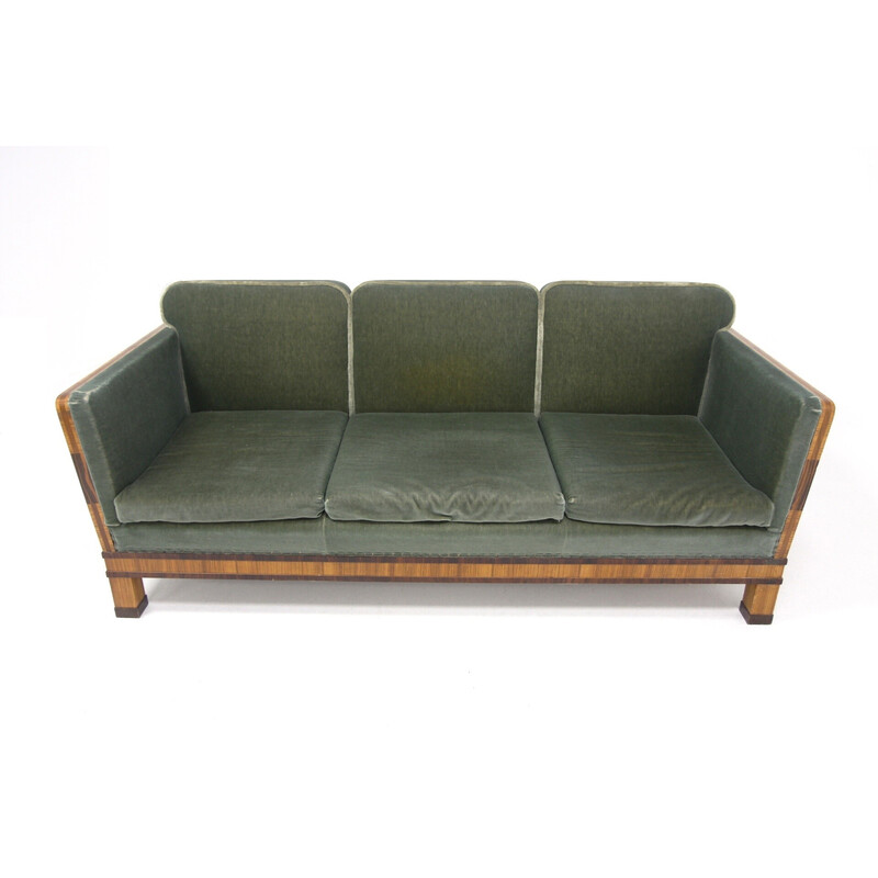 Scandinavian vintage 3 seater sofa in rosewood and velvet for the Swedish Grace house, Sweden 1930
