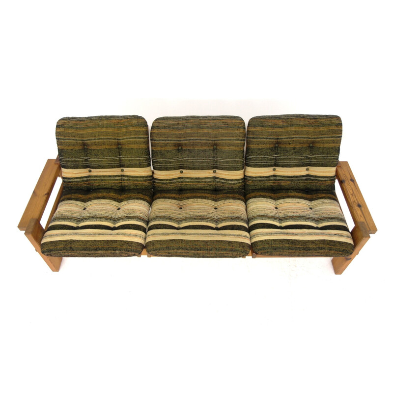 Scandinavian vintage sofa "Dymling" in pine by Ynge Ekström for Swedese, Sweden 1970