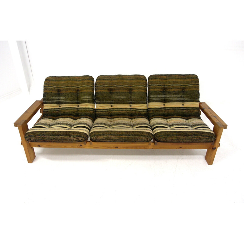 Scandinavian vintage sofa "Dymling" in pine by Ynge Ekström for Swedese, Sweden 1970