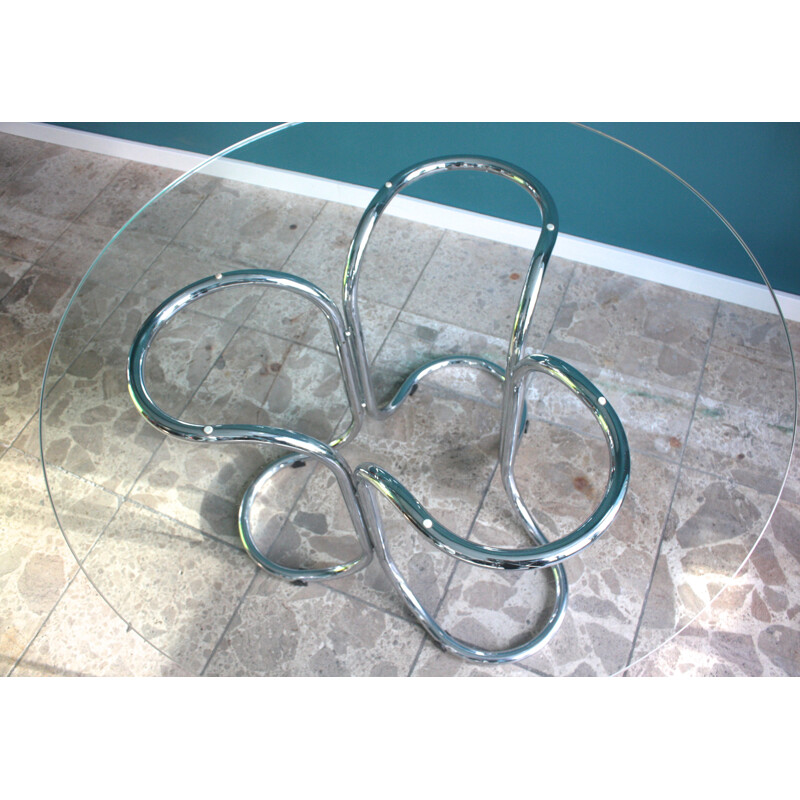 Vintage glass table with metal base - 1960s