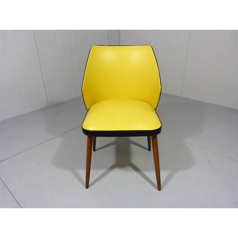 Chaise de salle à manger jaune et noire - 1950