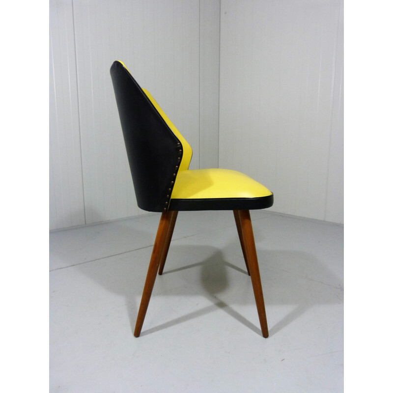 Chaise de salle à manger jaune et noire - 1950