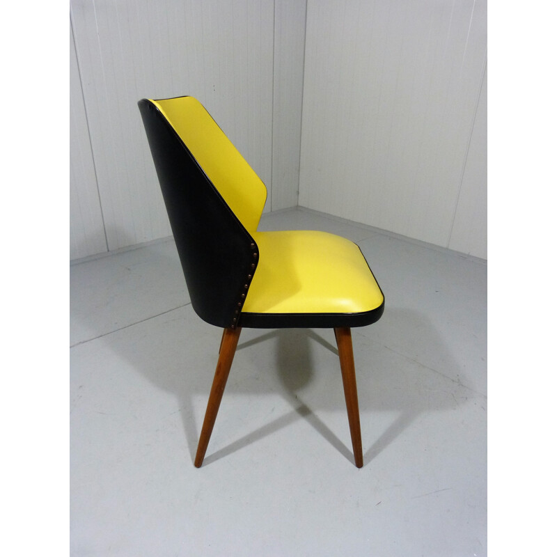 Chaise de salle à manger jaune et noire - 1950