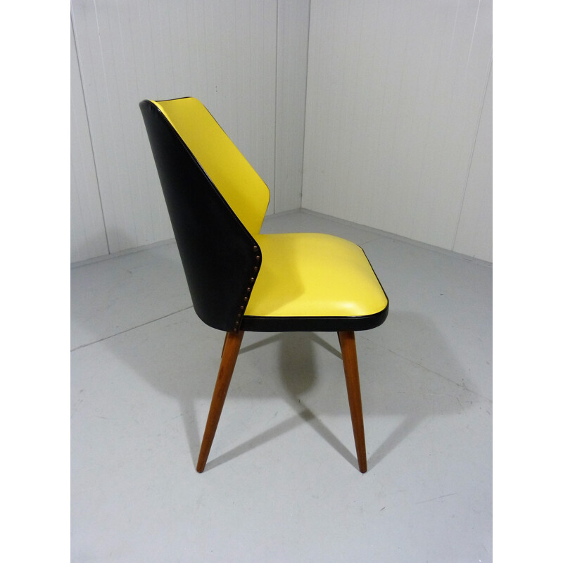 Yellow and black dining chair - 1950s