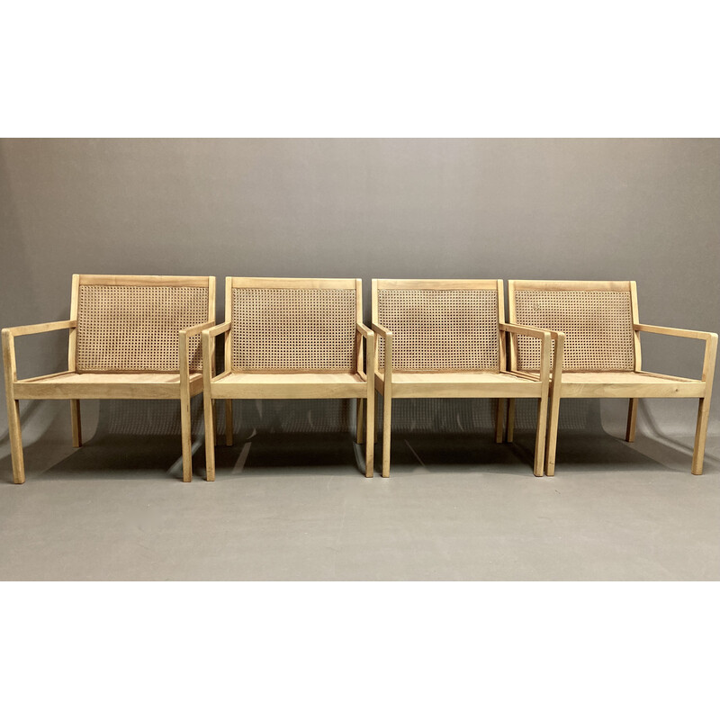 Lot de 4 fauteuils vintage scandinave "Bernt Petersen" en cuir, 1960