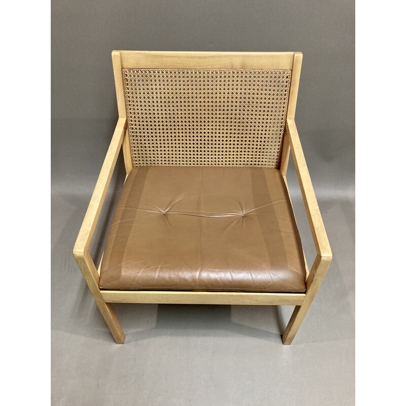 Set of 4 vintage Scandinavian "Bernt Petersen" leather armchairs, 1960
