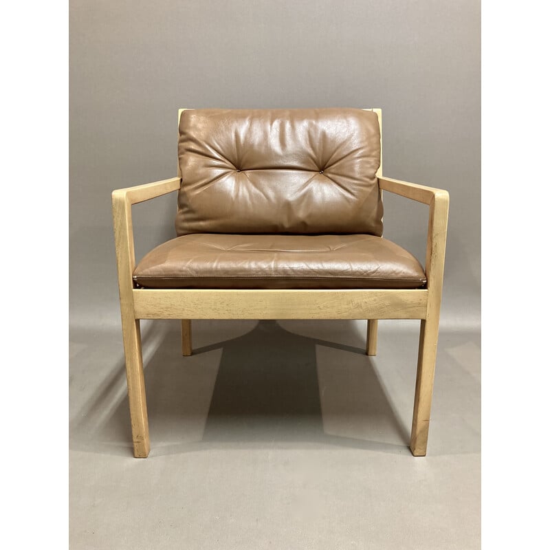 Set of 4 vintage Scandinavian "Bernt Petersen" leather armchairs, 1960
