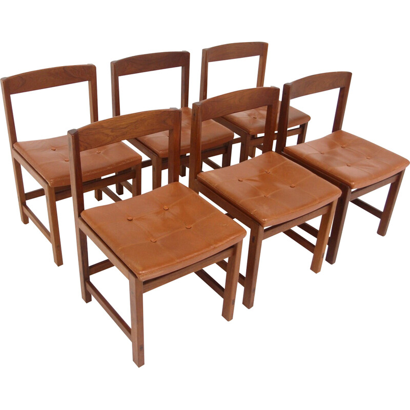 Set of 6 vintage teak chairs "Corona" by Lennart Bender for Ulförts Tibro, Sweden 1960