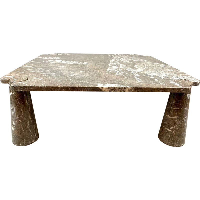 Table basse vintage en marbre gris modèle "Eros" par Angelo Mangiarotti, Italie 1960