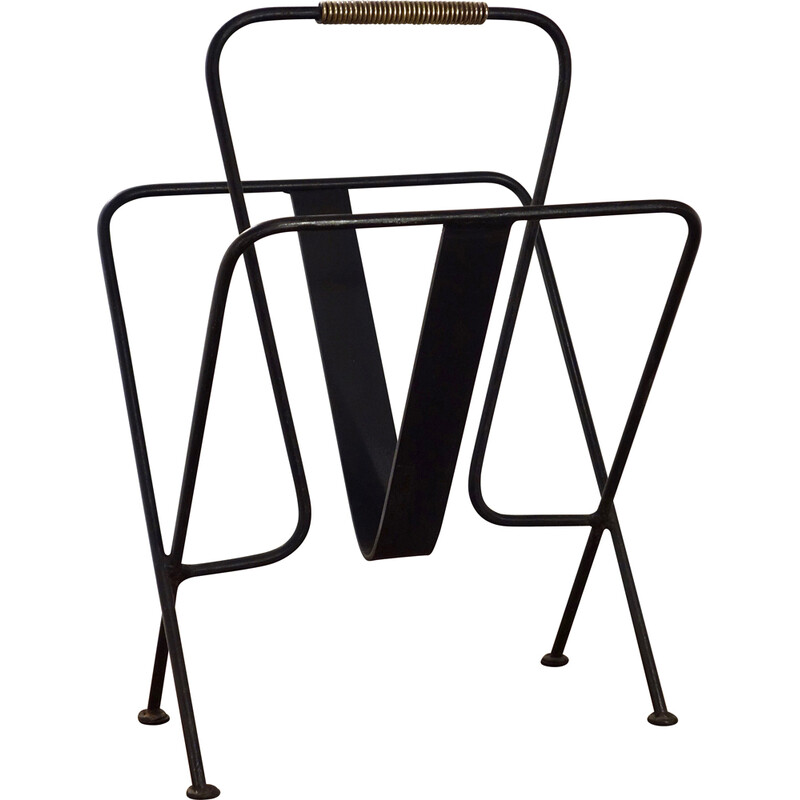 Vintage magazine rack by Jacques Adnet, France 1950