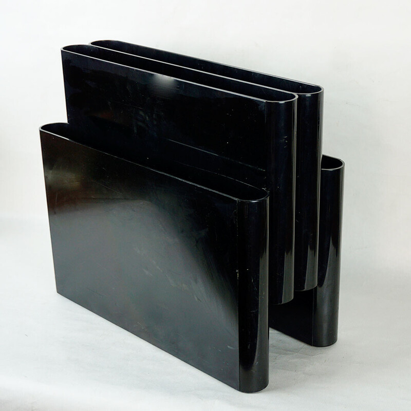 Porte-revues vintage en plastique noir par Giotto Stoppino pour Kartell, Italie 1970