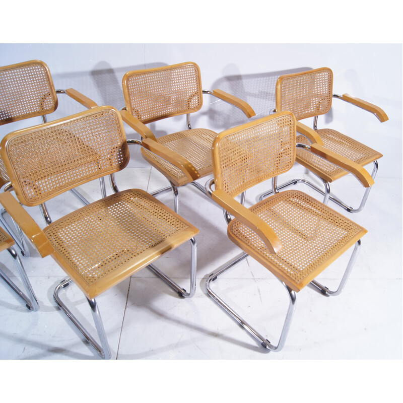 Lot de 6 chaises vintage "Cesca" B64 de Marcel Breuer