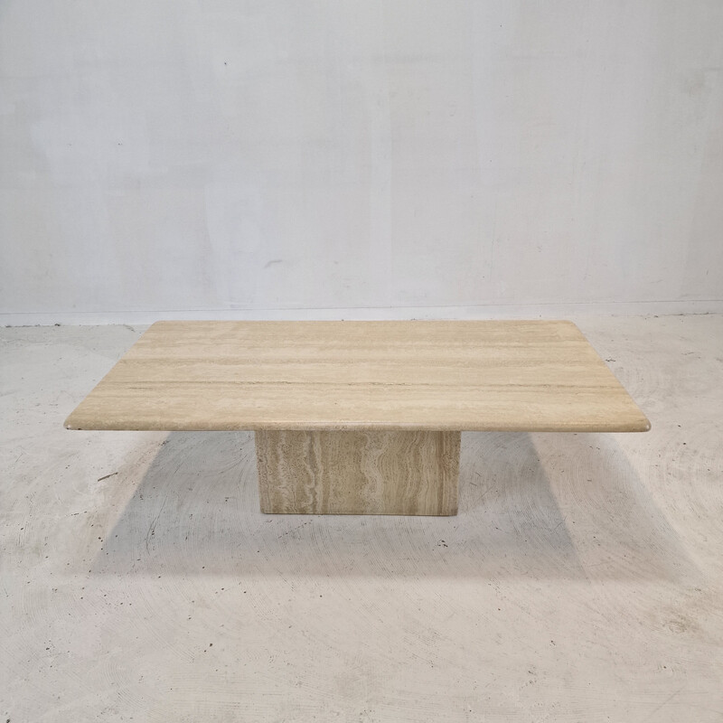 Vintage coffee table in travertine, Italy 1980