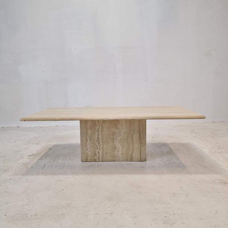 Vintage coffee table in travertine, Italy 1980