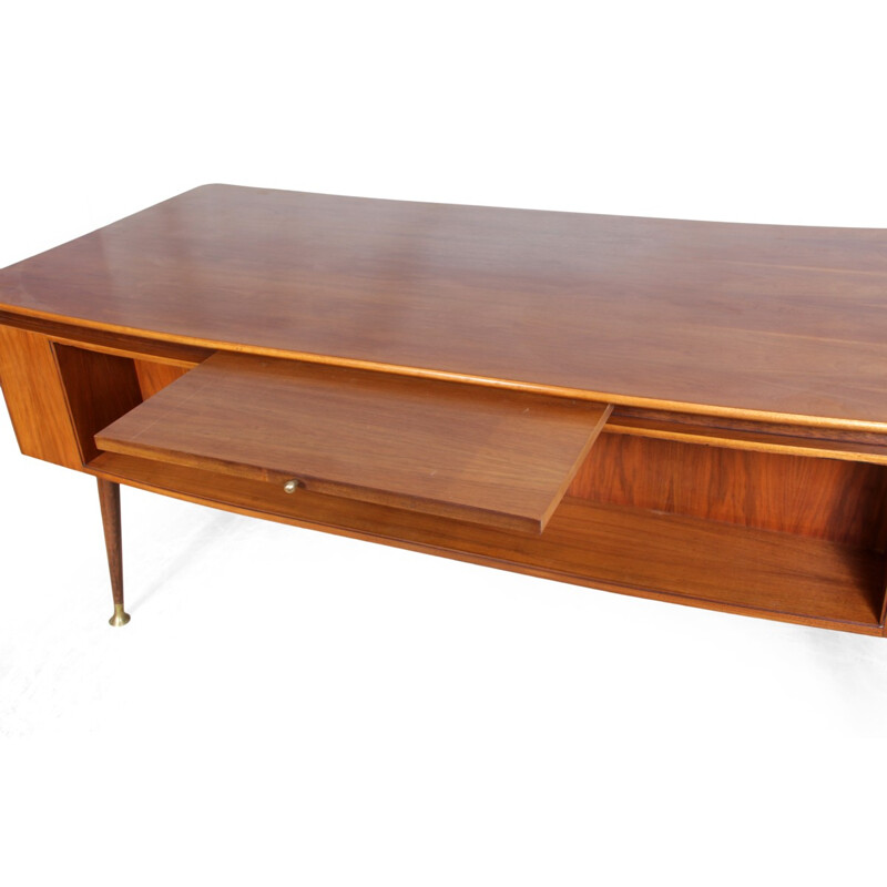 Mid century Italian walnut desk with sliding shelf - 1950s