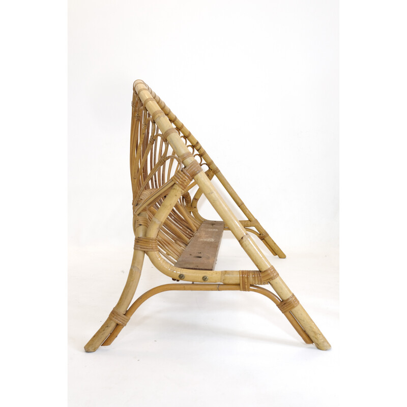 Vintage-Korbbett aus Rattan, 1960-1970