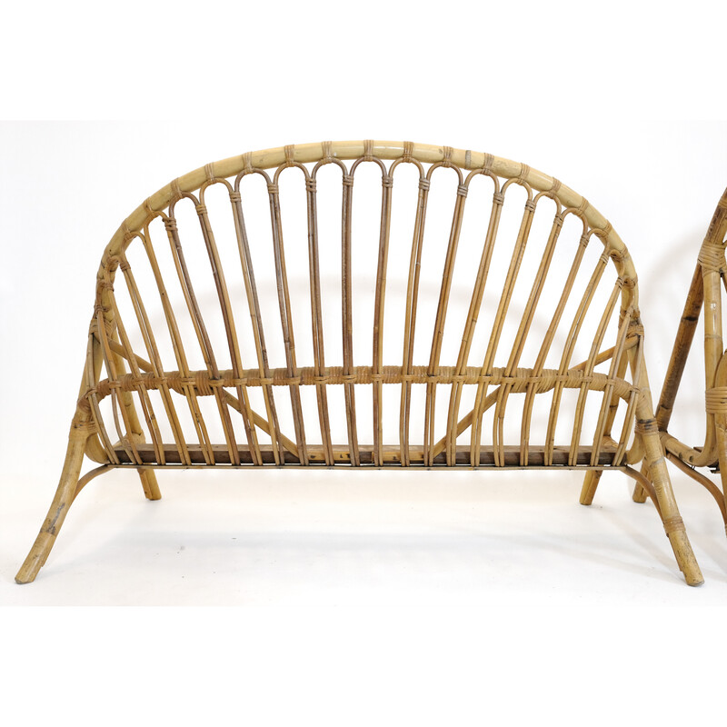 Vintage rattan basket bed, 1960-1970